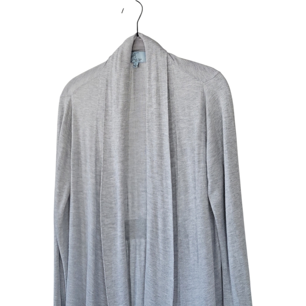 Joan Vass S Open Front Drape Cardigan Sweater Coastal Minimalist Grey - Picture 4 of 9